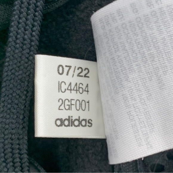 ADIDAS Women Small Hoodie Pullover Sweatshirt Top Black White 3 Stripe Fleece - Picture 9 of 9